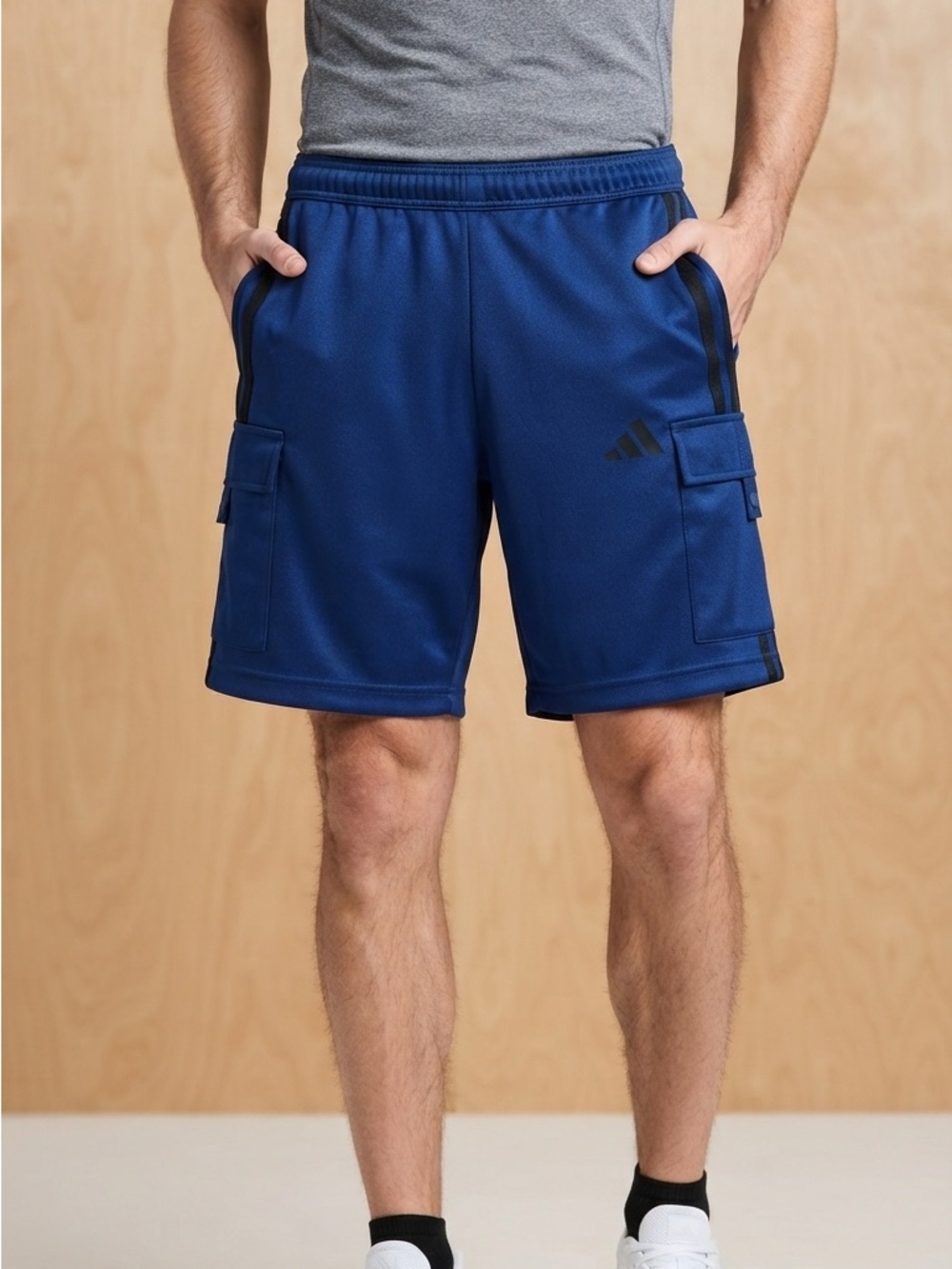 adidas Men’s Royal Blue Cargo Shorts with Side Pockets